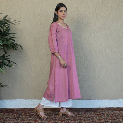 Buy Mulmalai Cotton Plain Dyed A-Line Kurta 