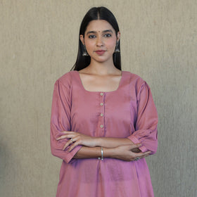 Buy Mulmalai Cotton Plain Dyed A-Line Kurta 