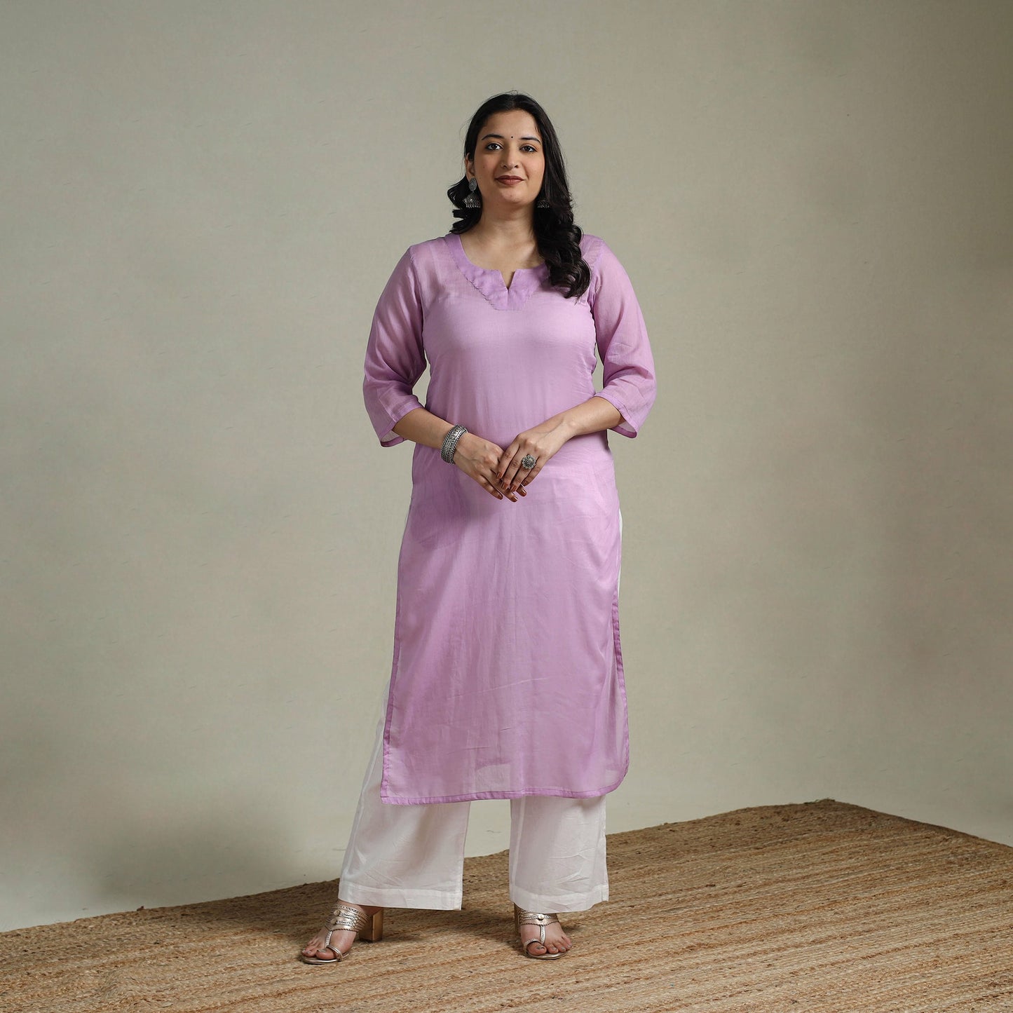 Mulmalai cotton plain dyed straight kurta 03 - handcrafted