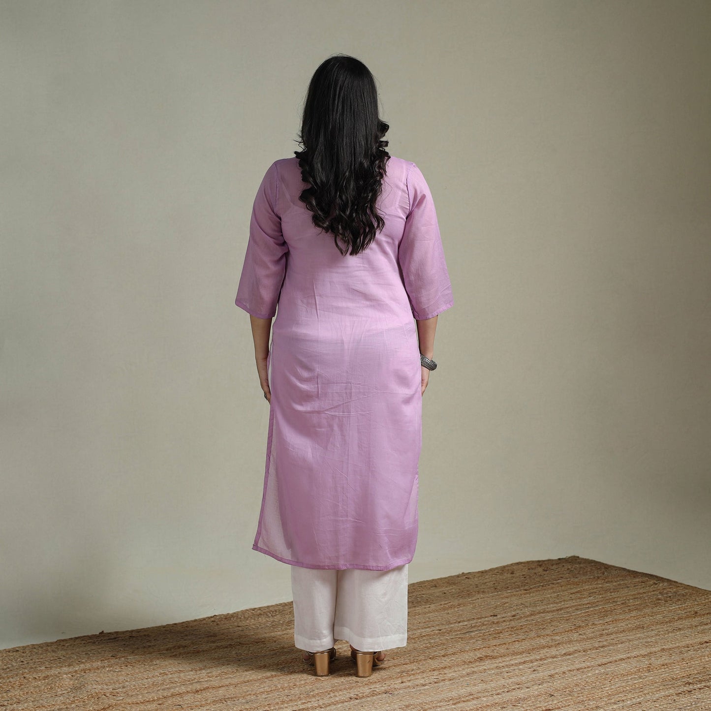 Mulmalai cotton plain dyed straight kurta 03 - handcrafted