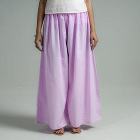 Buy Purple Plain Dyed Cotton Flared Palazzo Online