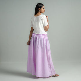 Buy Purple Plain Dyed Cotton Flared Palazzo Online
