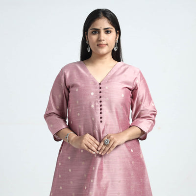  Polka Zari Buti Spun Dupion Silk Kurta
