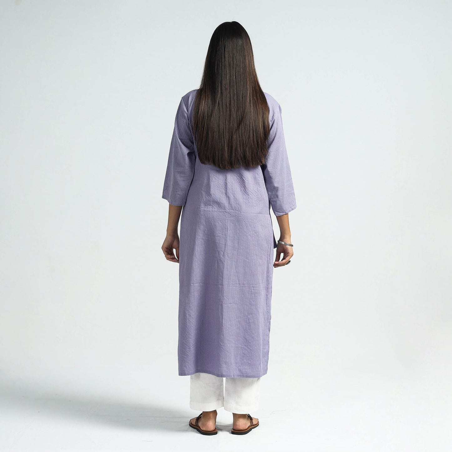  Running Stitch Cotton Long Kurta 
