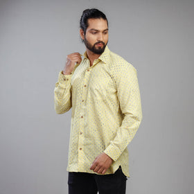 Light yellow - akola printing cotton men full sleeve shirt