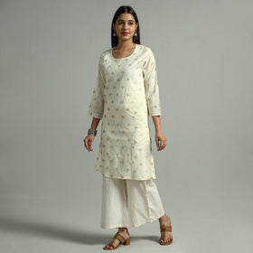  Chikankari Hand Embroidered Silk Cotton Kurta with Zari Work 