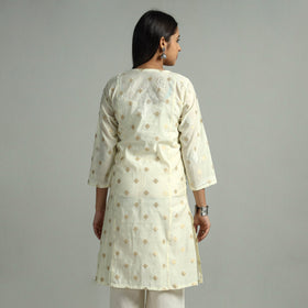  Chikankari Hand Embroidered Silk Cotton Kurta with Zari Work 