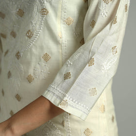 Chikankari Hand Embroidered Silk Cotton Kurta with Zari Work 