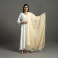  Light Yellow Hand Embroidery Cotton Kota Doria Dupatta