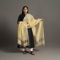 Light yellow - handloom silk cotton zari border maheshwari