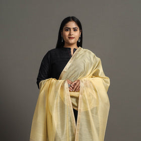 Light yellow - handloom silk cotton zari border maheshwari