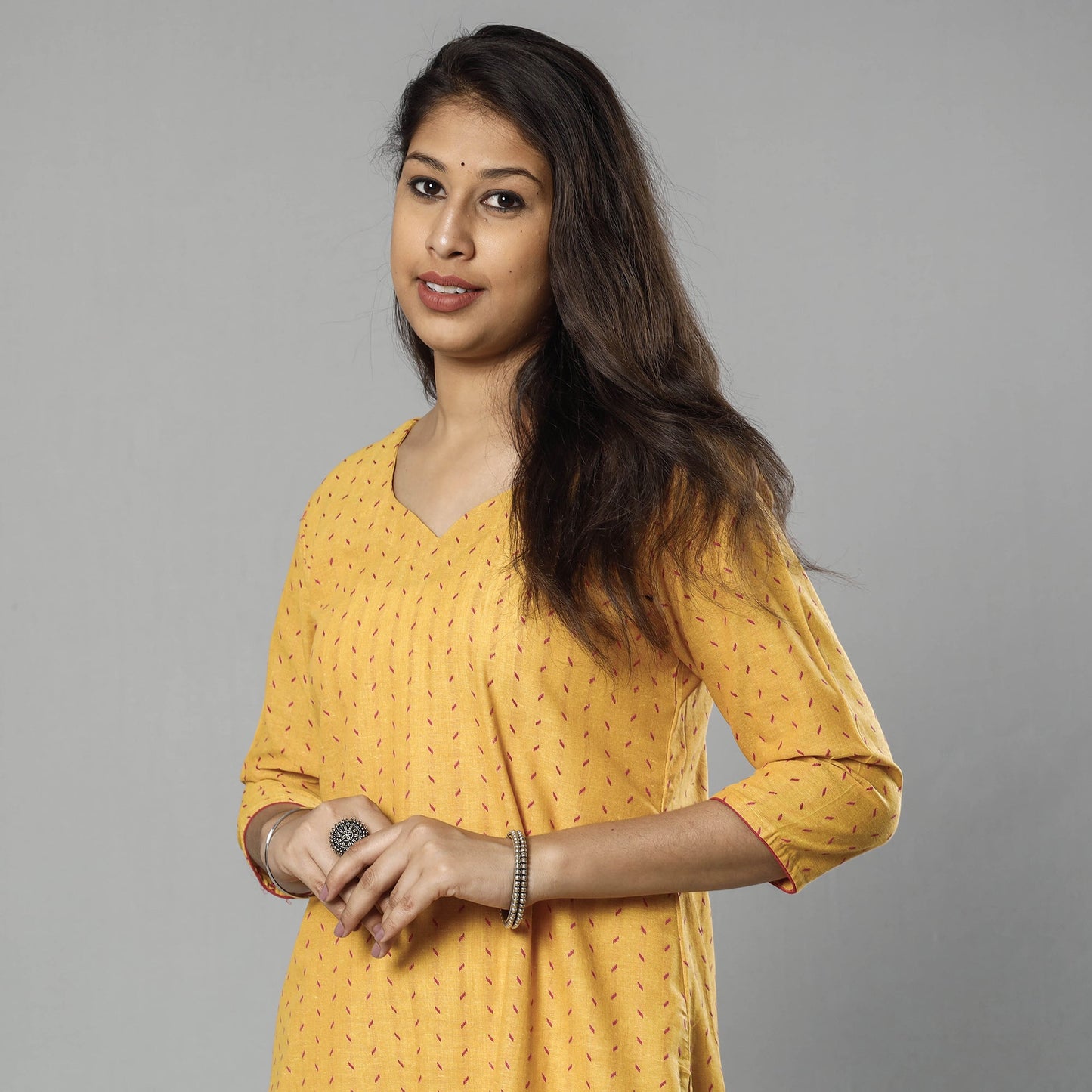  Jacquard Cotton Long Kurta for Women