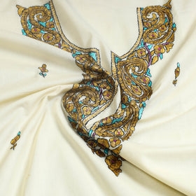 Light yellow - kashida hand embroidery cotton unstitched