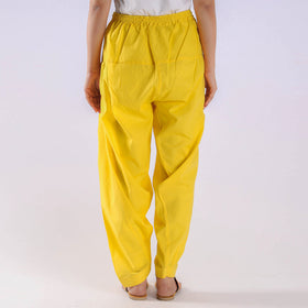 Light yellow - plain cotton women salwar - handcrafted