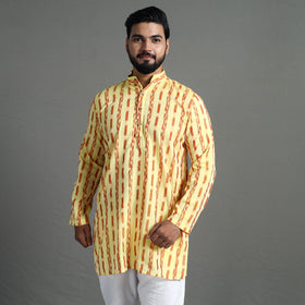  Sambalpuri Ikat Weave Cotton Men Short Kurta 