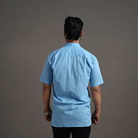 Buy Light Blue Plain Cotton Men Half Sleeve Shirt