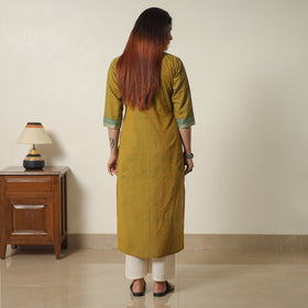 Buy Lime Green Dharwad Cotton Long Straight Kurta for Women