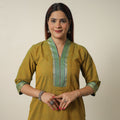 Buy Lime Green Dharwad Cotton Long Straight Kurta for Women