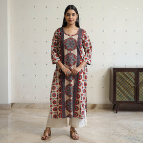 Ajrakh Block Printed Cotton Straight Kurta for Women