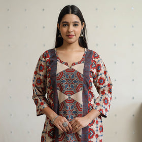Ajrakh Block Printed Cotton Straight Kurta for Women
