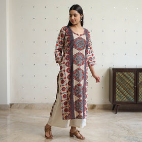 Ajrakh Block Printed Cotton Straight Kurta for Women