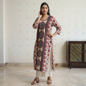 Ajrakh Block Printed Cotton Straight Kurta for Women