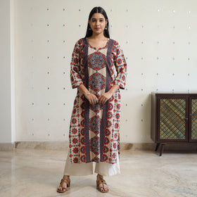 Ajrakh Block Printed Cotton Straight Kurta for Women