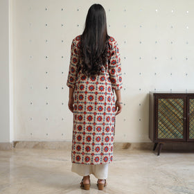 Ajrakh Block Printed Cotton Straight Kurta for Women