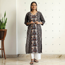 Limited Stock! Ajrakh Block Printed Cotton Straight Kurta for Women 