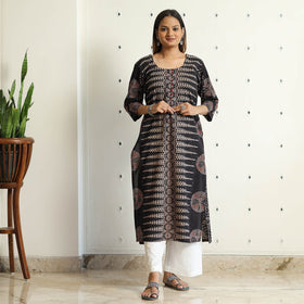 Buy Limited Stock! Ajrakh Block Printed Cotton Straight Kurta Online at iTokri.com