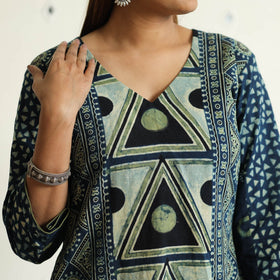  Limited Stock! Ajrakh Block Printed Cotton Straight Kurta Online at iTokri.com