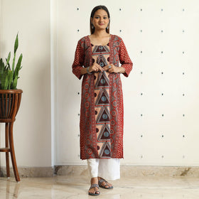 Buy Limited Stock! Ajrakh Block Printed Cotton Straight Kurta Online at iTokri.com