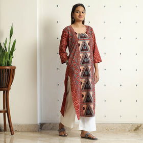Buy Limited Stock! Ajrakh Block Printed Cotton Straight Kurta Online at iTokri.com