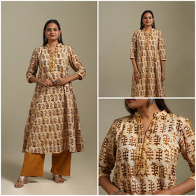 A-line cotton hand batik kurta for women 01 - handcrafted