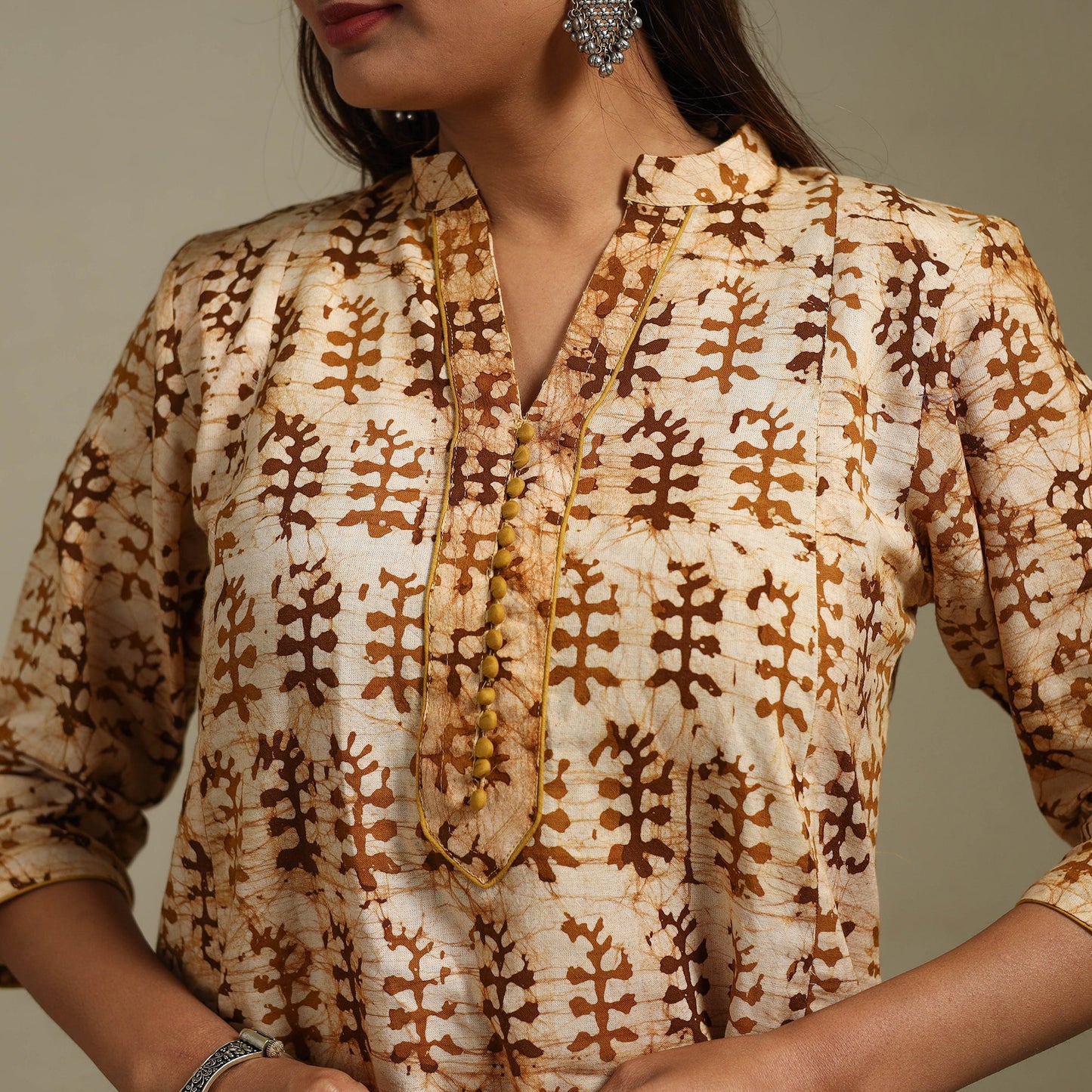 A-line cotton hand batik kurta for women 01 - handcrafted