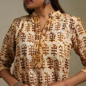 A-line cotton hand batik kurta for women 01 - handcrafted