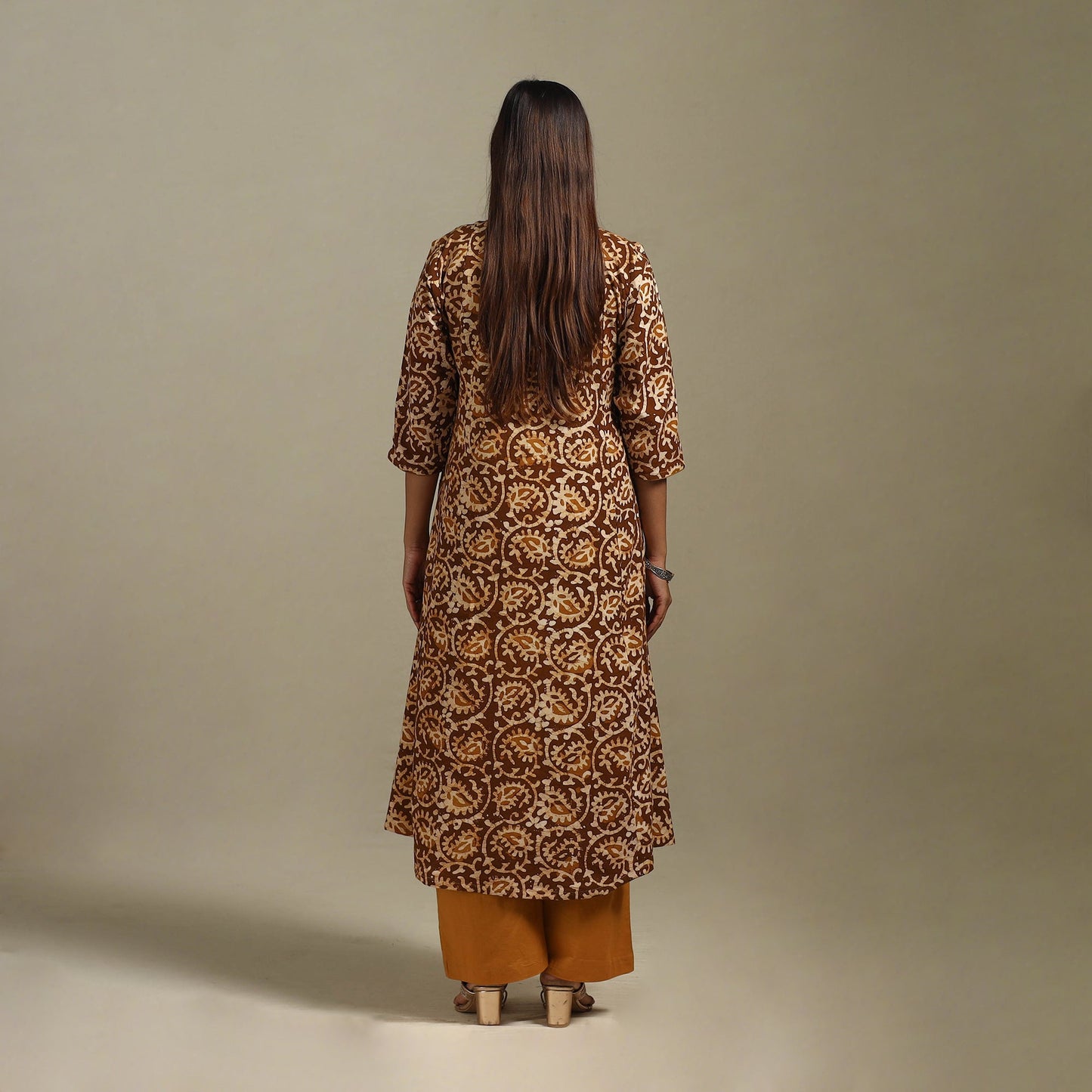 A-line cotton hand batik kurta for women 02 - handcrafted