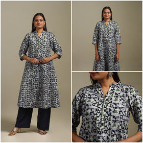 A-line cotton hand batik kurta for women 03 - handcrafted