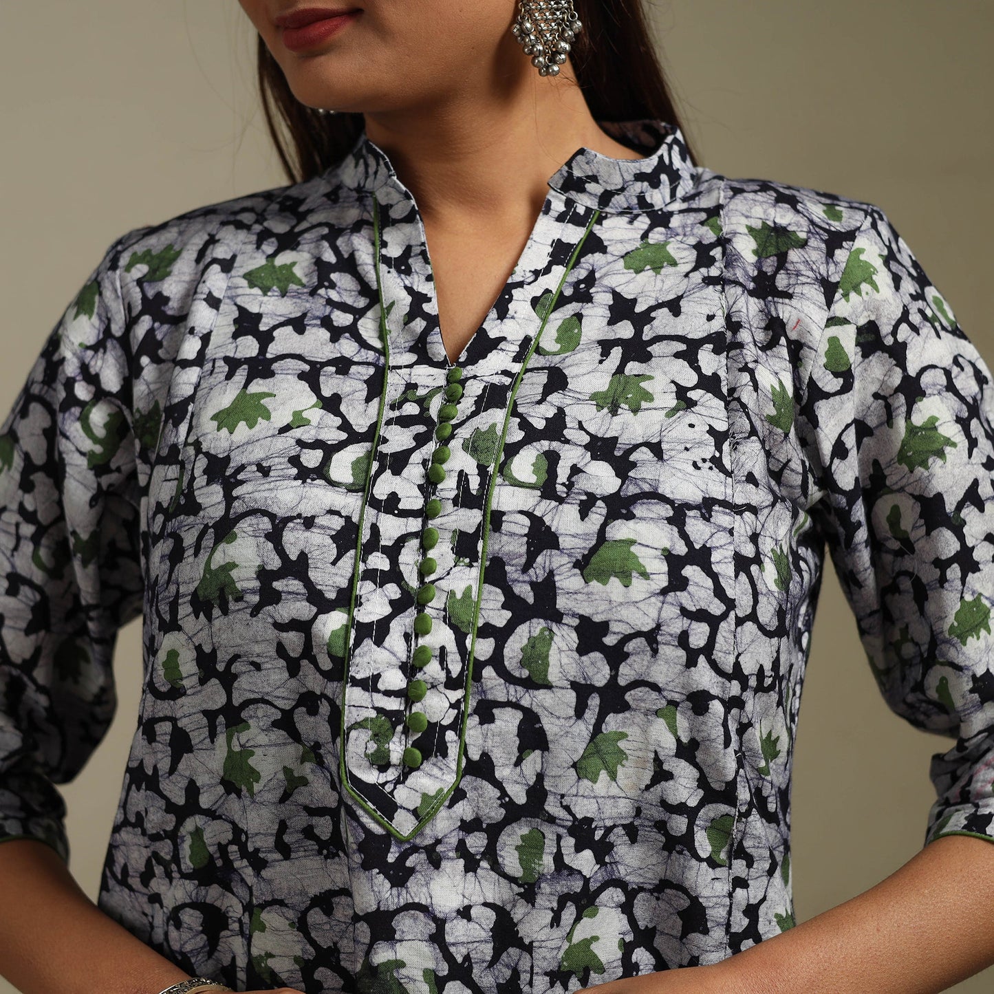 A-line cotton hand batik kurta for women 03 - handcrafted