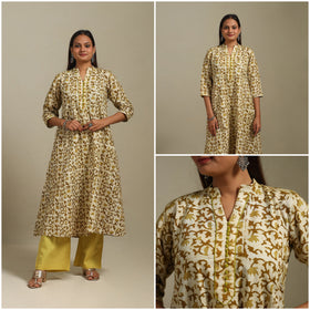 A-line cotton hand batik kurta for women 05 - handcrafted