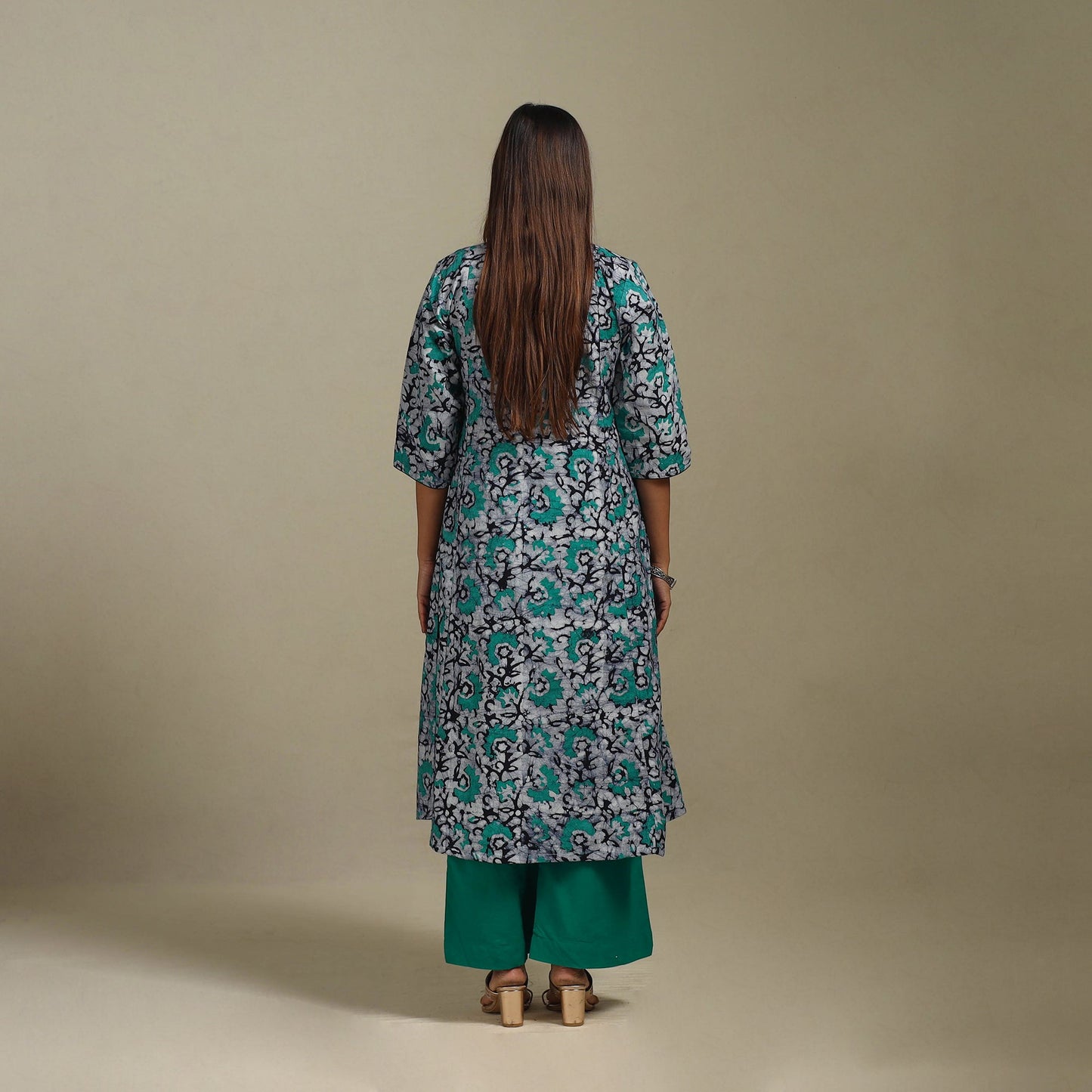 A-line cotton hand batik kurta for women 06 - handcrafted