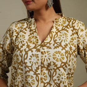 A-line cotton hand batik kurta for women 15 - handcrafted