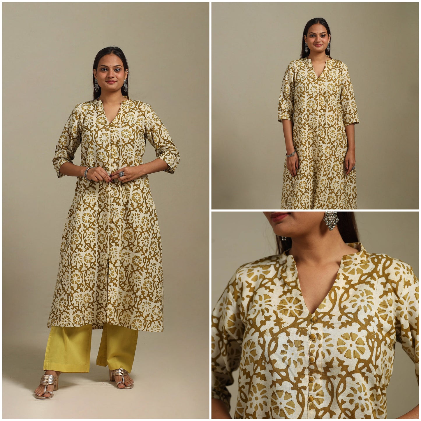 A-line cotton hand batik kurta for women 15 - handcrafted
