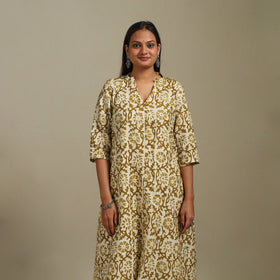 A-line cotton hand batik kurta for women 15 - handcrafted