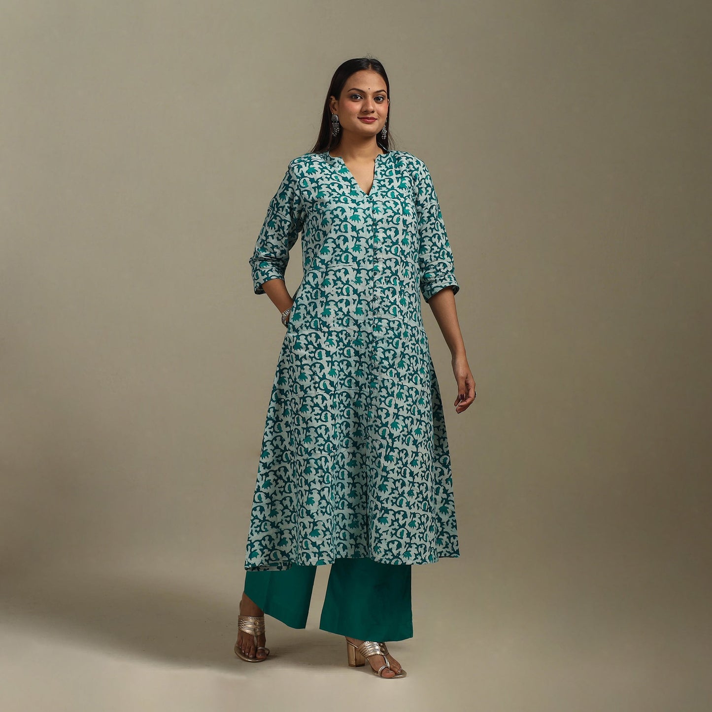A-line cotton hand batik kurta for women 16 - handcrafted