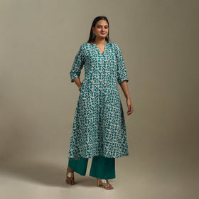 A-line cotton hand batik kurta for women 16 - handcrafted