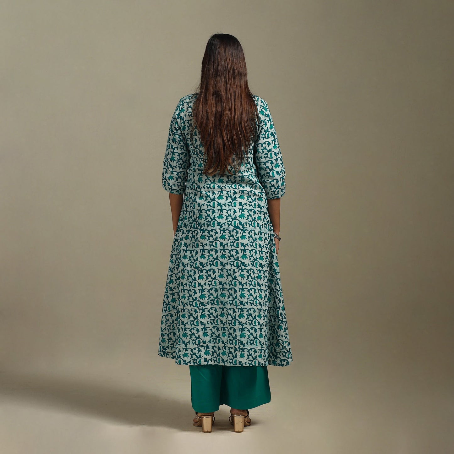 A-line cotton hand batik kurta for women 16 - handcrafted