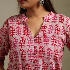 A-line cotton hand batik kurta for women 17 - handcrafted