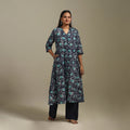 A-line cotton hand batik kurta for women 18 - handcrafted