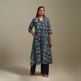 A-line cotton hand batik kurta for women 18 - handcrafted